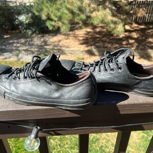 All leather black Converse low tops